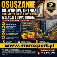 Drenaż opaskowy i odwodnienie terenu - odkopanie fundamentów, izolacje pionowe