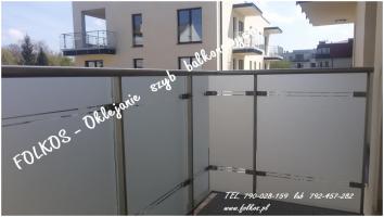 Czym zasłonić szklany balkon -Folkos folie matowe na szklane balkony- Oklejamy balkony Warszawa -Folie matowe zewnetrzne