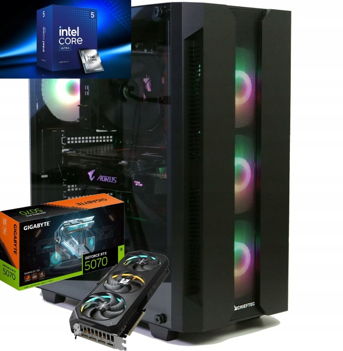 MOCNY PC do GIER! ULTRA 5 32G DDR5 RTX 5070 12GB M.2 NVME 1TB 1000GB W11PRO