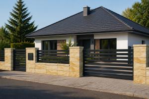 Ogrodzenie Frontowe Nowoczesne Minimalistyczne, Murek betonowy Bloczek ogrodzeniowy STYROBUD FINI 500x200x200mm