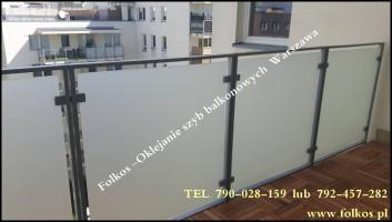 Folie matowe mrożone, folie matowe mleczne na balkon ,Oklejamy balkony Warszawa- FOLIE NA BALKON