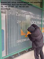 Zrywanie folii Warszawa - Usługa zrywania folii, usuwanie naklejek, kleju, mycie szyb, okien, witryn....Warszawa -Zarywanie