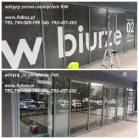 Folkos -USUWANIE  folii z witryn, usuwanie naklejek, napisów, kleju, demontaż zrywanie folii OWV, folie reklamowych Warszawa