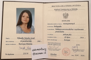 Dyplom Ukończenia Szkoły Wyższej -Dowolne Kierunki