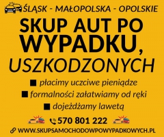 Skup samochodów powypadkowych Transport lawetą Śląskie/Małopolskie/Opolskie
